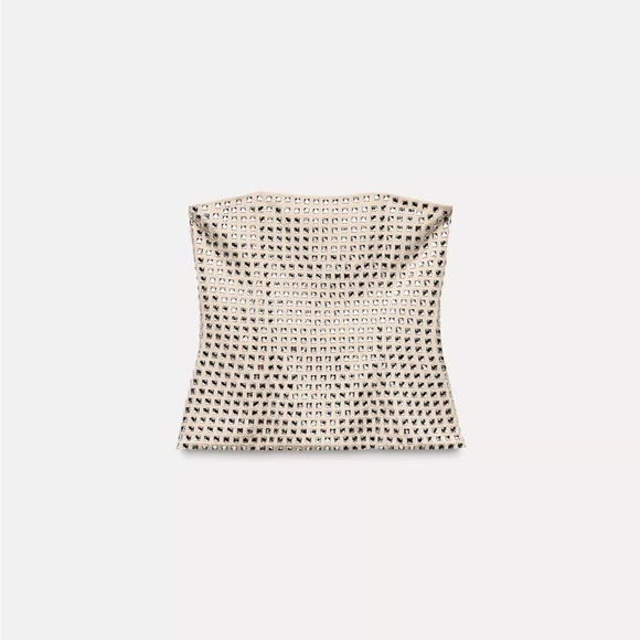 Zara | Other | Zara Cream Sequin Bustier Crop Top And Skirt Set | Poshmark